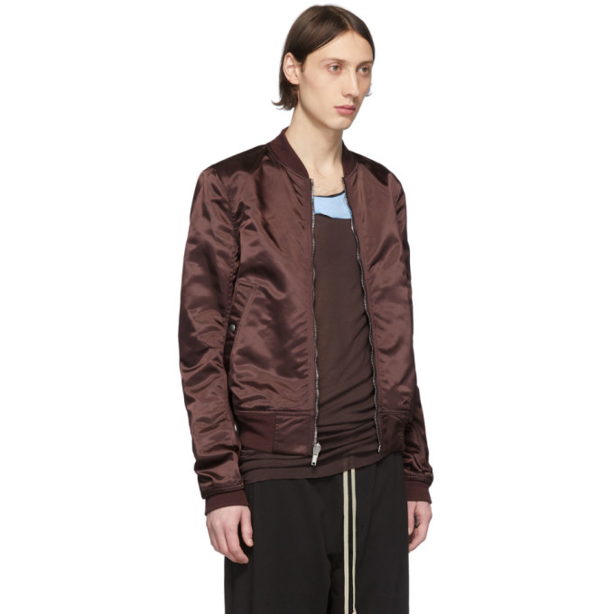 Rick Owens Reversible Burgundy Cropped Flight Bomber Jacket In