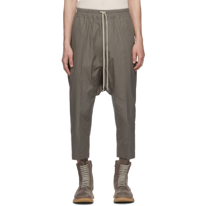 Rick Owens Taupe Cropped Drawstring Trousers In Dust | ModeSens