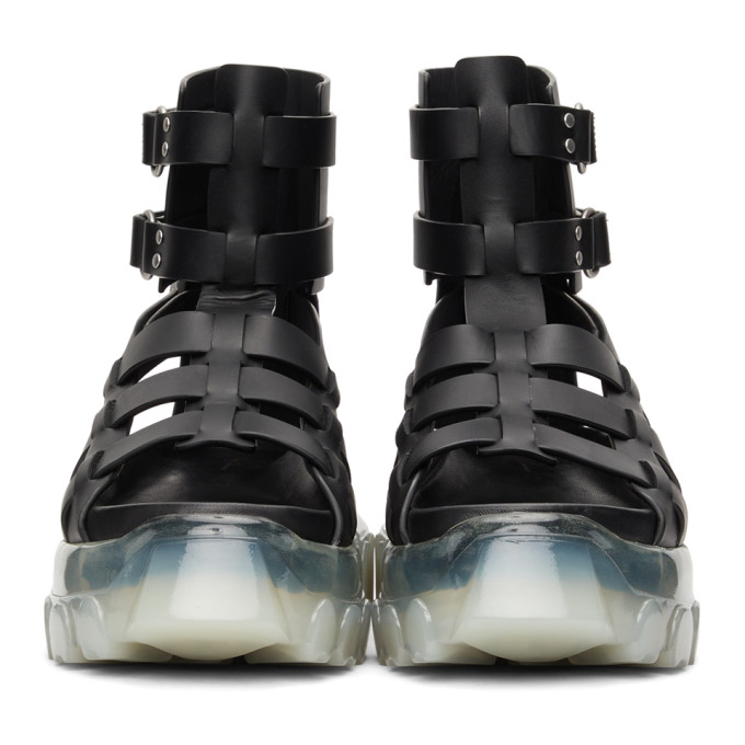 Rick Owens Black Hiking Tractor Sandals In Black Clear | ModeSens