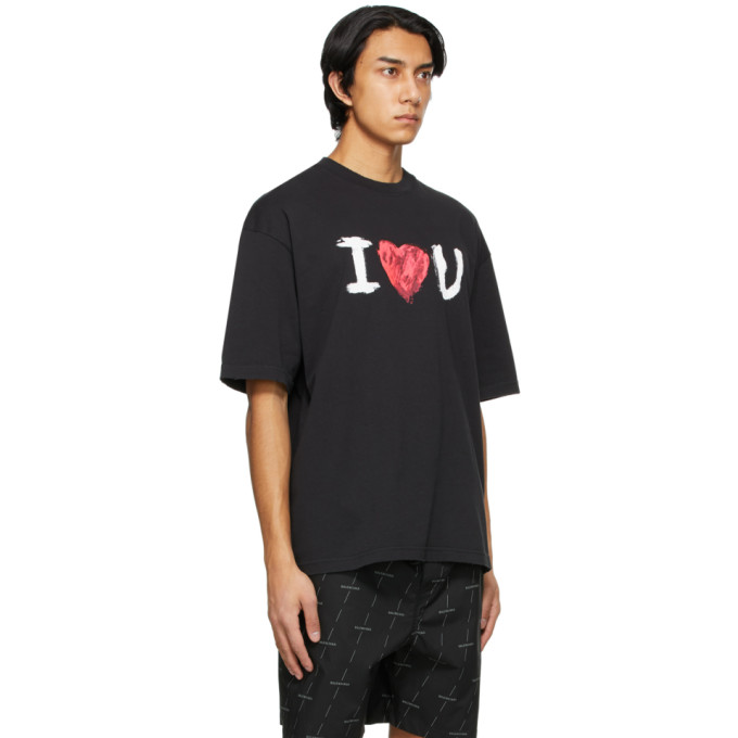 黑色“I Love U” T 恤展示图