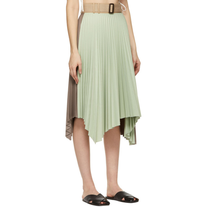 绿色 & 棕色 Joanna 50/50 褶裥半身裙展示图