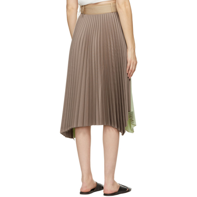 绿色 & 棕色 Joanna 50/50 褶裥半身裙展示图
