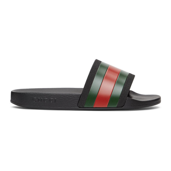 Gucci Men's Web Rubber Slide Sandal In Green | ModeSens
