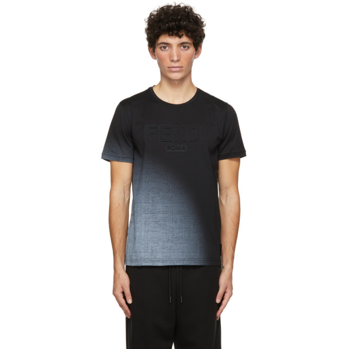 Logo-embossed Ombré Cotton-jersey T-shirt In F0gme Black Logo-embossed Ombré Cotton-jersey T-shirt In F0gme Black