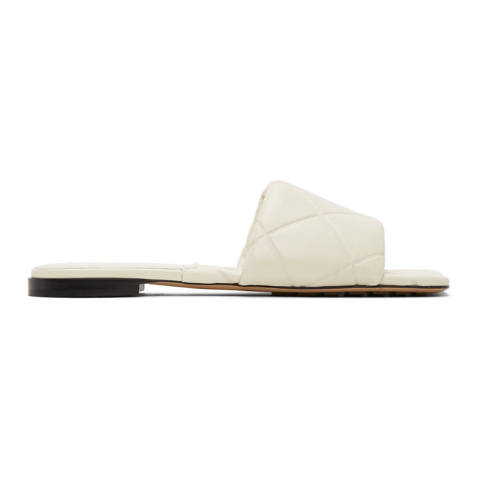 Bottega Veneta White Bv Rubber Lido Leather Sandals In 9031 Sea Salt