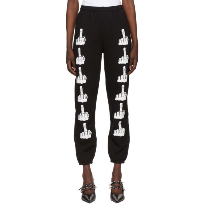 Ashley Williams Black Middle Finger Lounge Pants | ModeSens