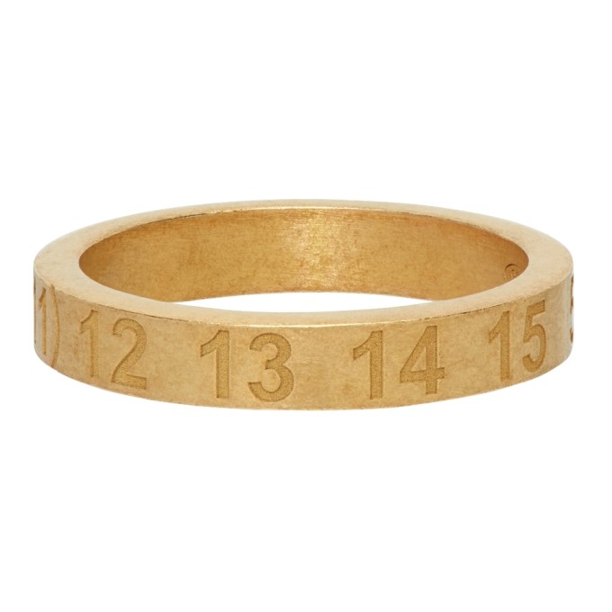 Maison Margiela Engraved Sterling Silver Ring In Gold | ModeSens