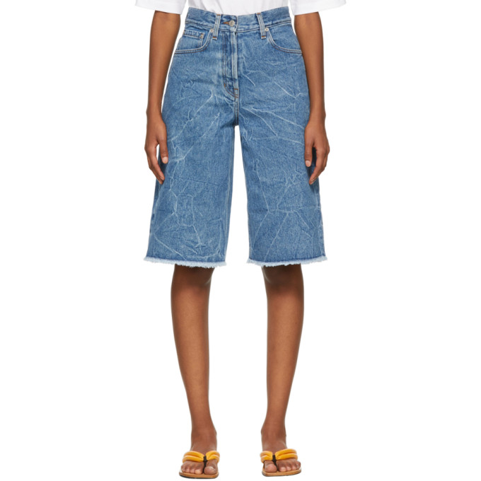 Dries Van Noten High-rise Denim Bermuda Shorts In Blue | ModeSens