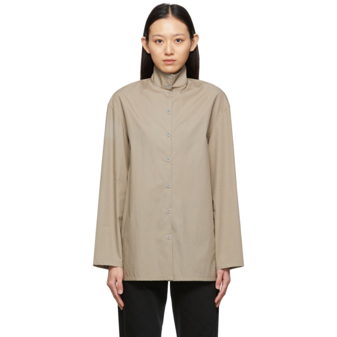 Lemaire Beige High Collar Shirt In 240 Greige | ModeSens