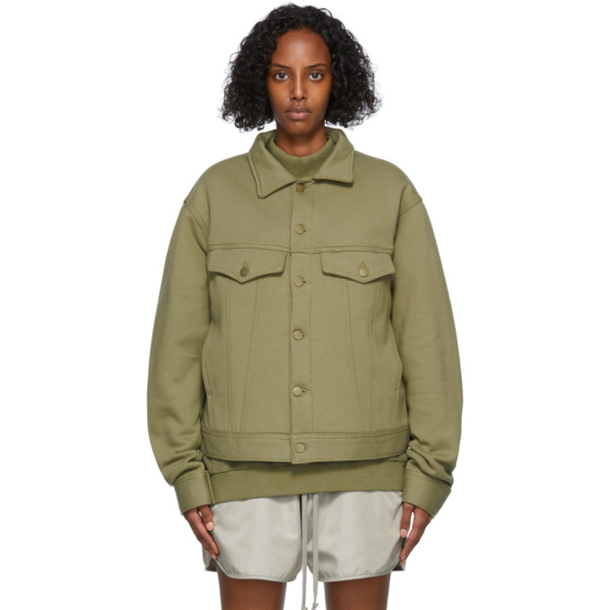 Fear Of God Green French Terry Trucker Jacket In 314 Army | ModeSens