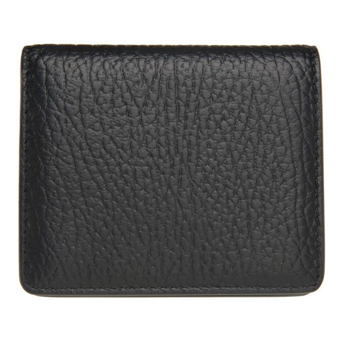 Maison Margiela Black Leather Popper Wallet In T8013 Black | ModeSens