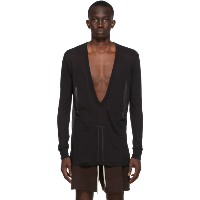 Rick Owens Dylan Light Cotton Long Sleeve T-shirt In Black | ModeSens