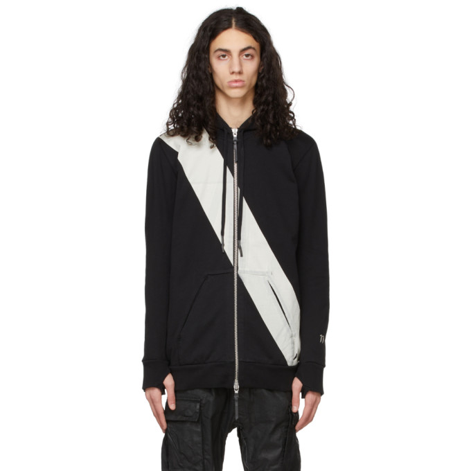 11 By Boris Bidjan Saberi Black League Z2b Zip Hoodie In Black Dye