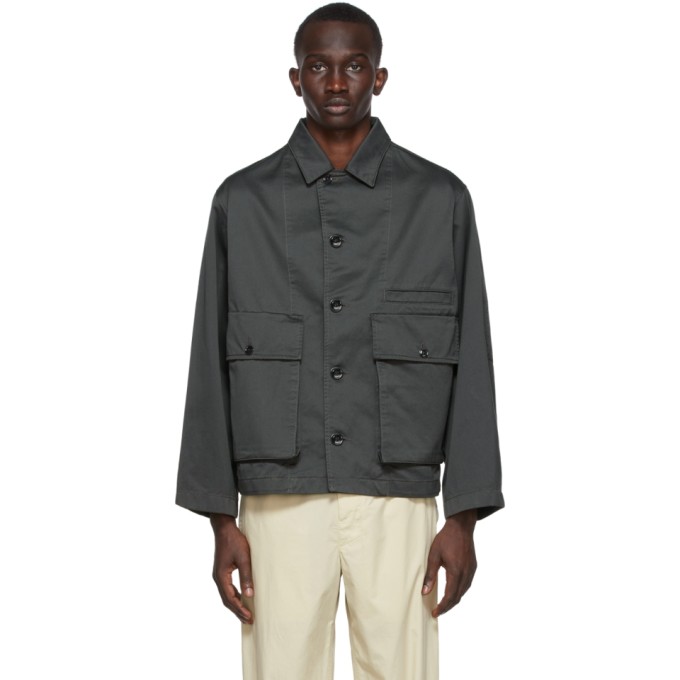 Lemaire Boxy Cotton Blouson Jacket In Dark Slate Green | ModeSens