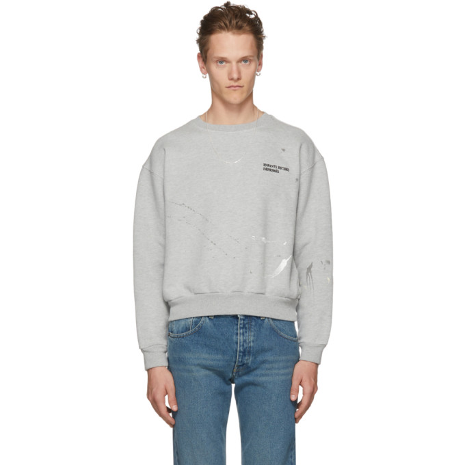 Enfants Riches Deprimes Grey Paint Logo Sweatshirt In Heather Gre