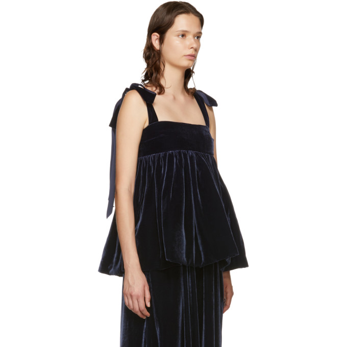 オールインワン・サロペット Cecilie Bahnsen Uki Sleeveless Velvet Dress Cecilie Bahnsen Ssense Exclusive Navy Velvet Celina Tank Top