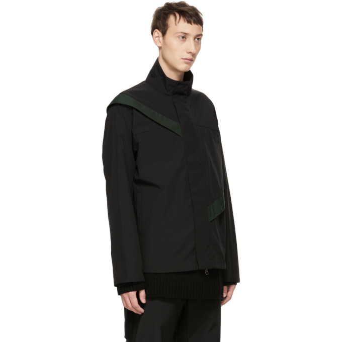 Shop Kiko Kostadinov Black Gaetan Cut Through Jacket In Black Green