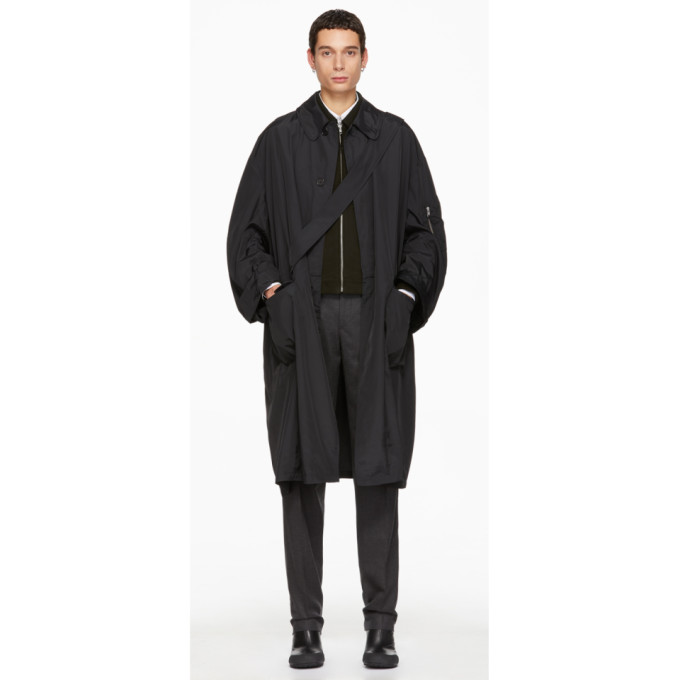 Random Identities Black Satin Overcoat | ModeSens