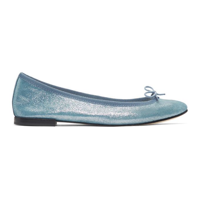 Repetto Blue Metallic Suede Cendrillon Ballerina Flats Repetto Blue Metallic Suede Cendrillon Ballerina Flats
