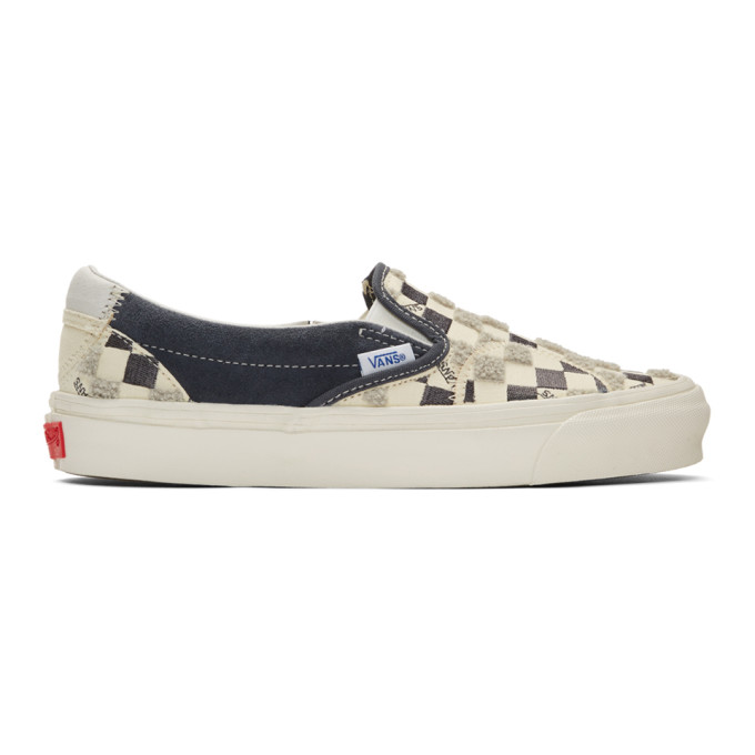 Vans Off White and Black Bricolage Classic Slip On Sneakers ... Vans Off White and Black Bricolage Classic Slip On Sneakers ...