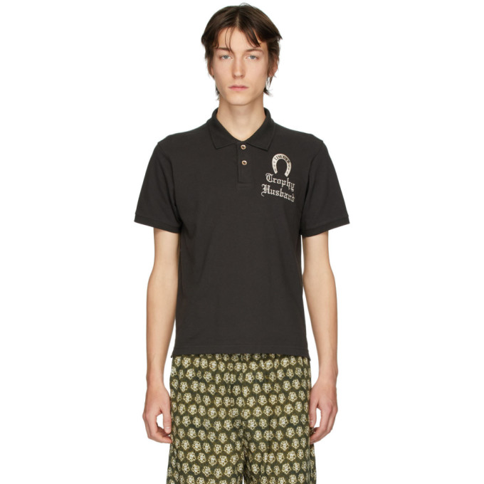 linder 黑色"trophy husband" polo 衫