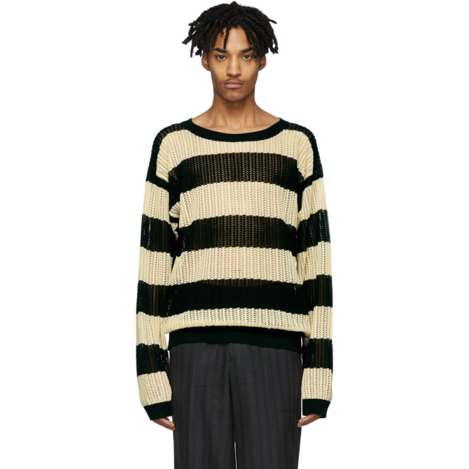 Bed J.w. Ford Open Knit Striped Jumper In Black/natur | ModeSens