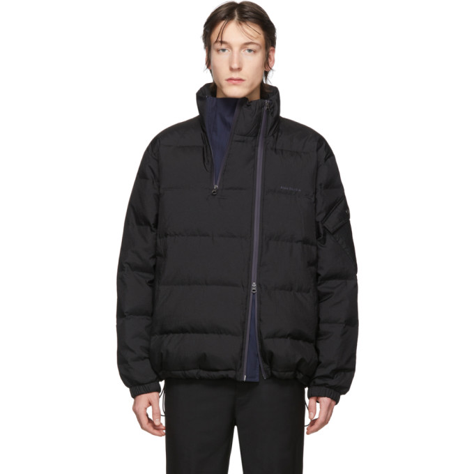 Double-zip Puffer Jacket In Black