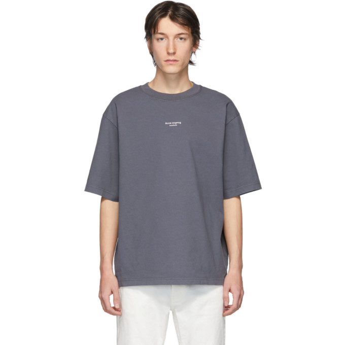 Acne Studios Grey Reverse Logo T-shirt In Slate Grey | ModeSens