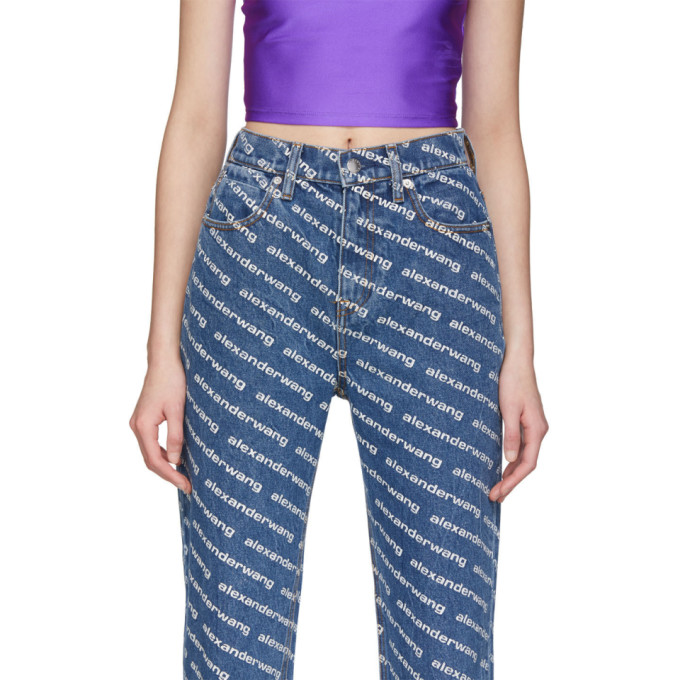alexander wang 蓝色 bluff classic 高腰徽标牛仔裤