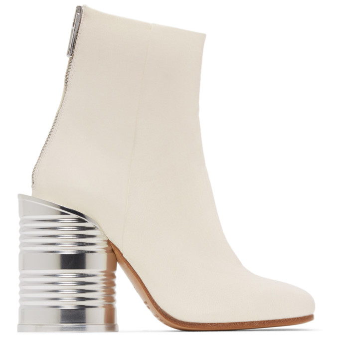 Mm6 Maison Margiela Tin Can Heel Ankle Boot In White | ModeSens