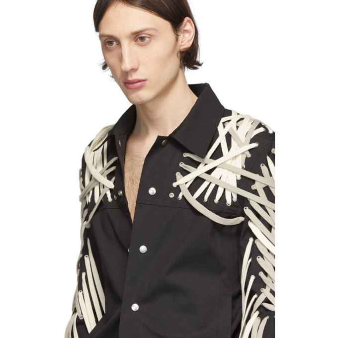 Rick Owens Black Mega Laced Worker Jacket In 09c Blk | ModeSens