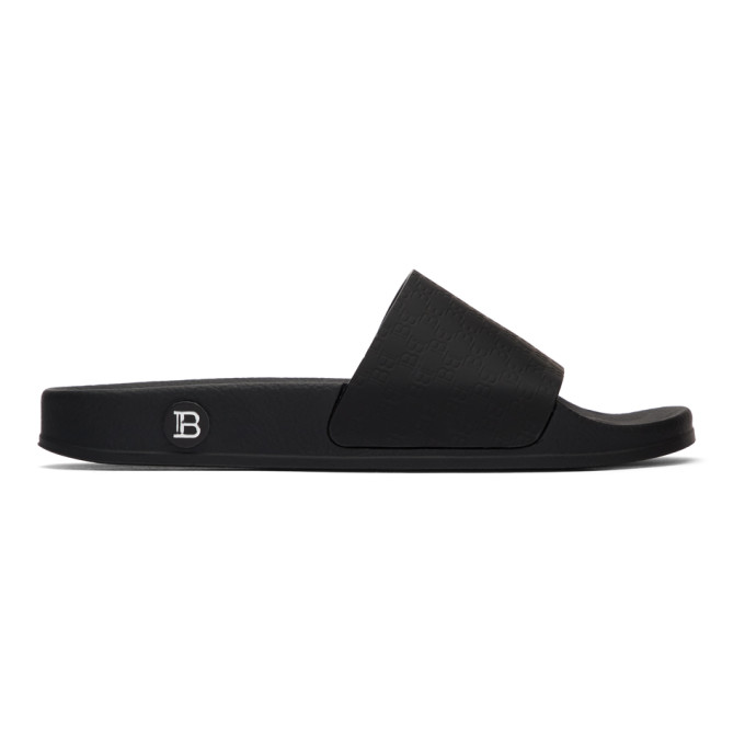 Balmain Calypso Embossed Slides In Black ModeSens