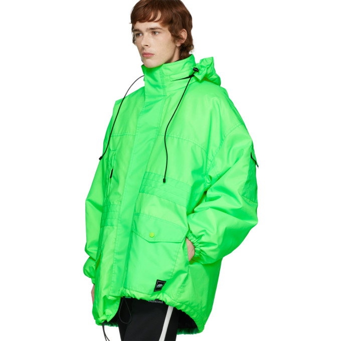 neon green pulled parka in 3302 fluo g