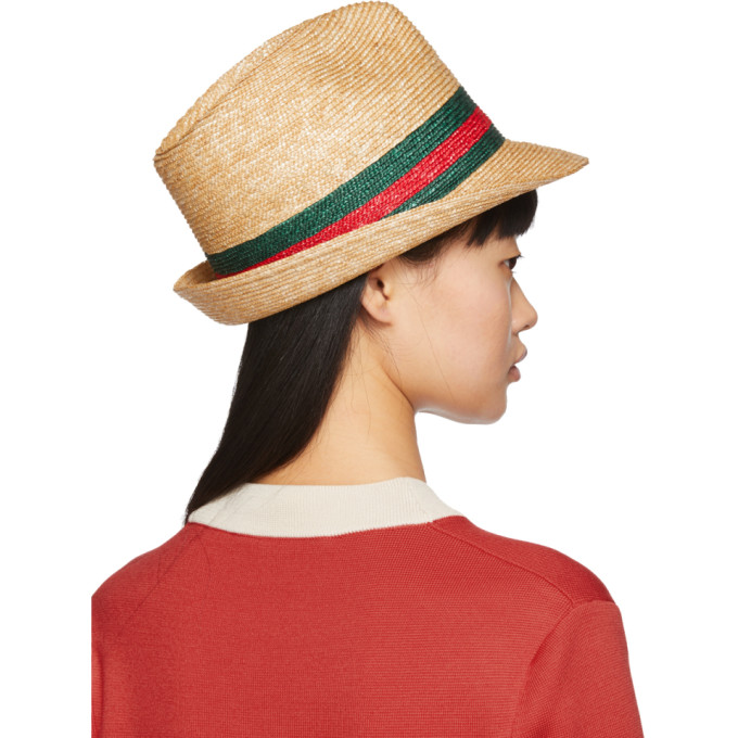 gucci 驼色麦秆草编帽