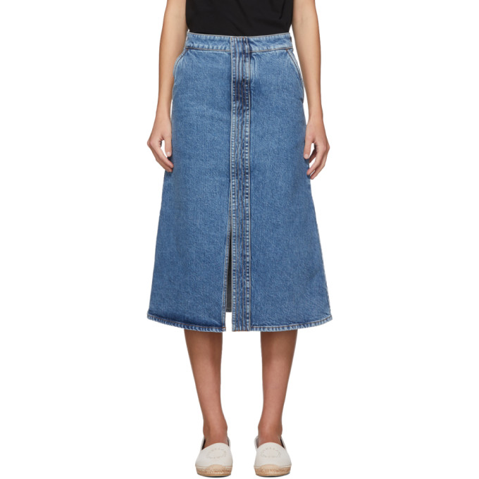 Shop Stella Mccartney Blue Vintage Denim Skirt In 4705 Salt