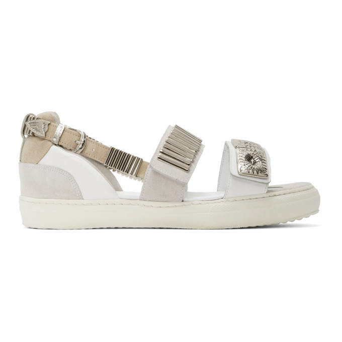 Toga Pulla White Buckles Flat Sandals | ModeSens