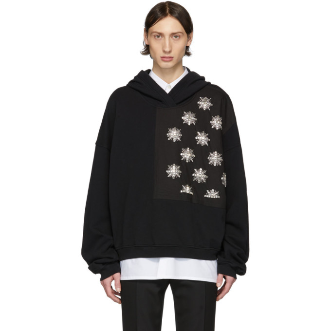 Haider Ackermann Black Hand Embroidered Patch Hoodie | ModeSens