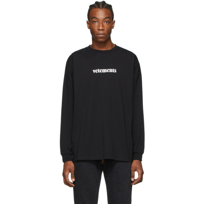 Vetements Black Logo Long Sleeve T-shirt | ModeSens