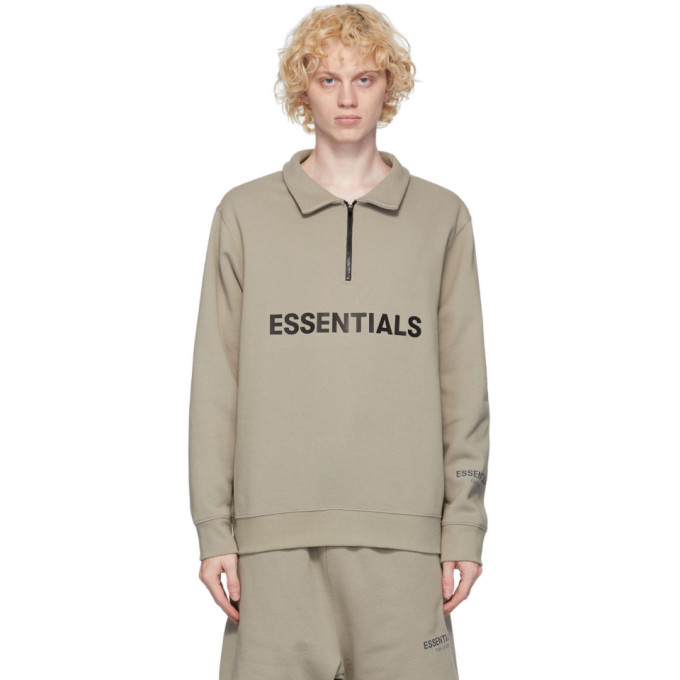 essentials mock neck half zip moss - スウェット