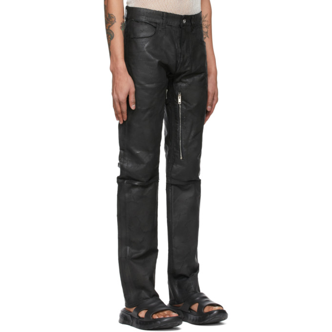 Black Crackled Painted Zip Jeans In 001-black