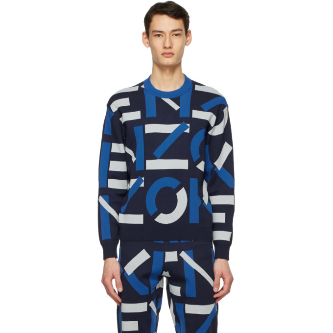 Navy Jacquard Sport Monogram Sweater In 77 Midnight Navy Jacquard Sport Monogram Sweater In 77 Midnight