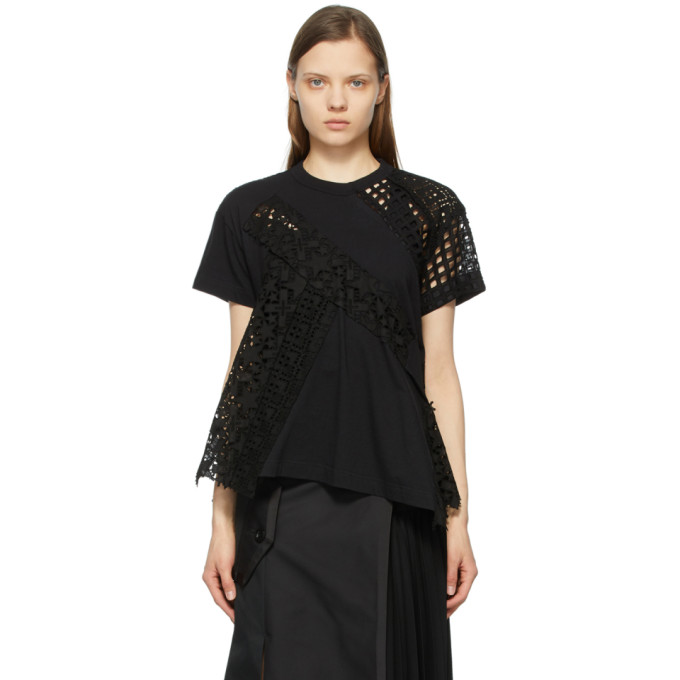 Sacai Black Star Embroidered T-shirt In 001 Black | ModeSens