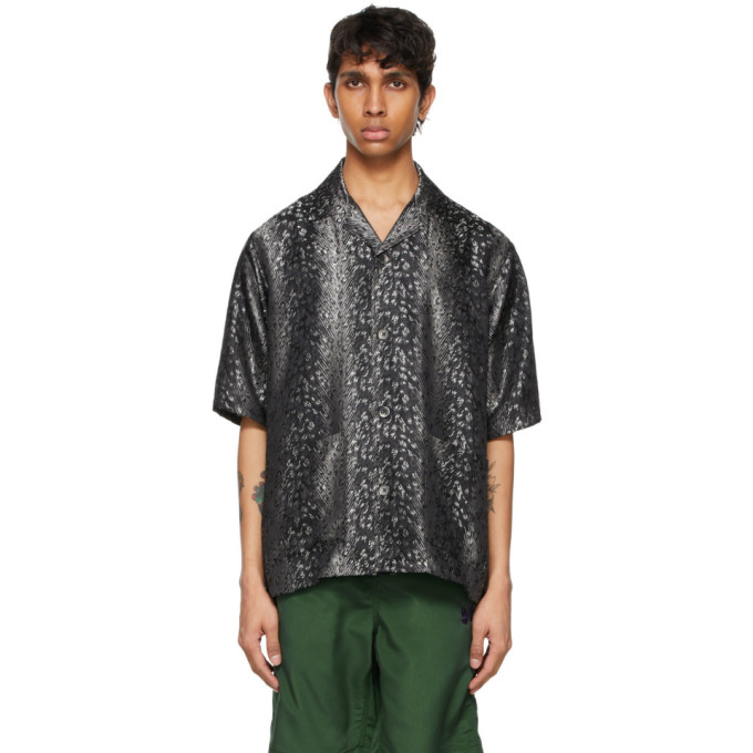 Black Leopard Jacquard Cabana Short Sleeve Shirt