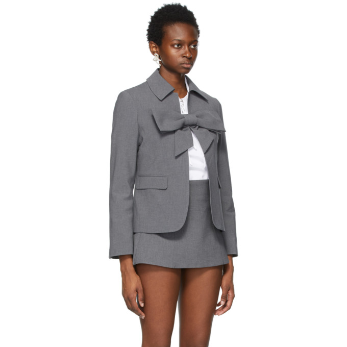 ジャケット・アウター SHUSHU/TONG bow crystal suit jackect Shushu-tong Shushu/tong Grey Bow Suit Jacket In Ut152gr100