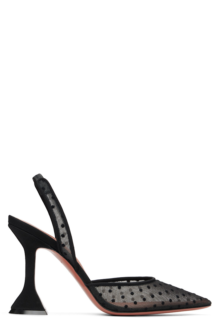 Amina Muaddi Black Holli 95 Lace Sling Heels