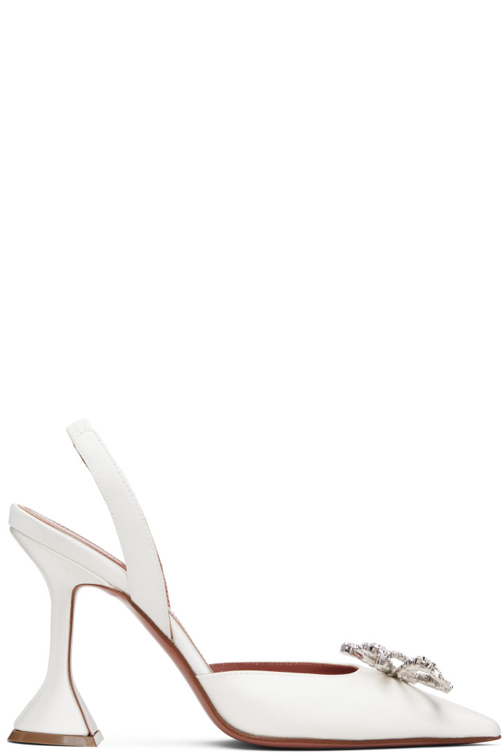 Amina Muaddi White Rosie Sling Heels
