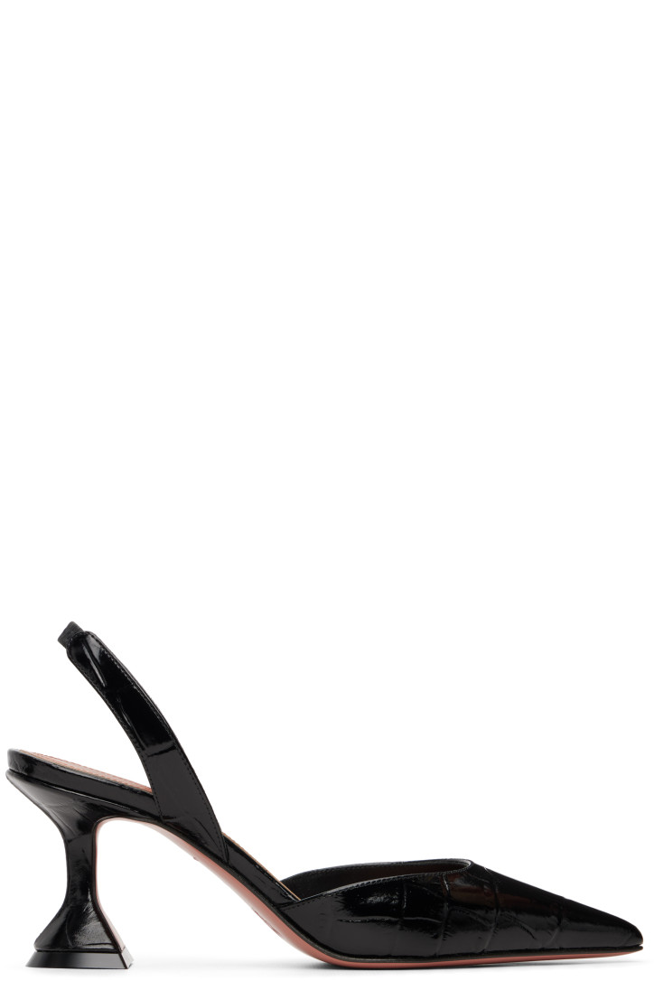 Amina Muaddi Black Holli Sling 70 Heels