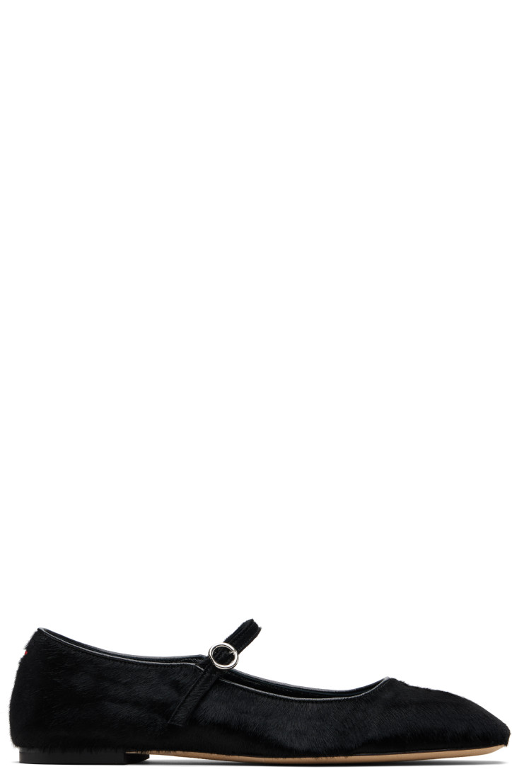 Aeyde Black Uma Ponyhair Mary-Jane Ballerina Flats