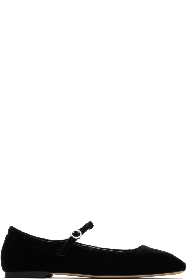 Aeyde Black Uma Velvet Mary-Jane Flats