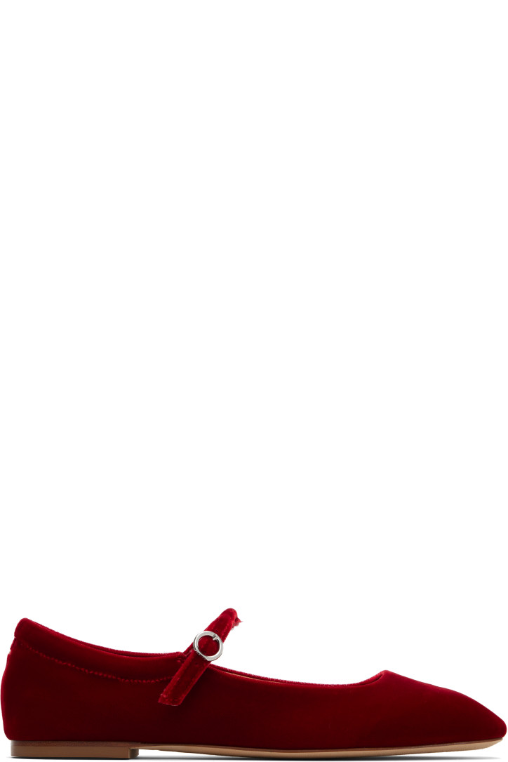 Aeyde Burgundy Uma Velvet Mary-Jane Flats